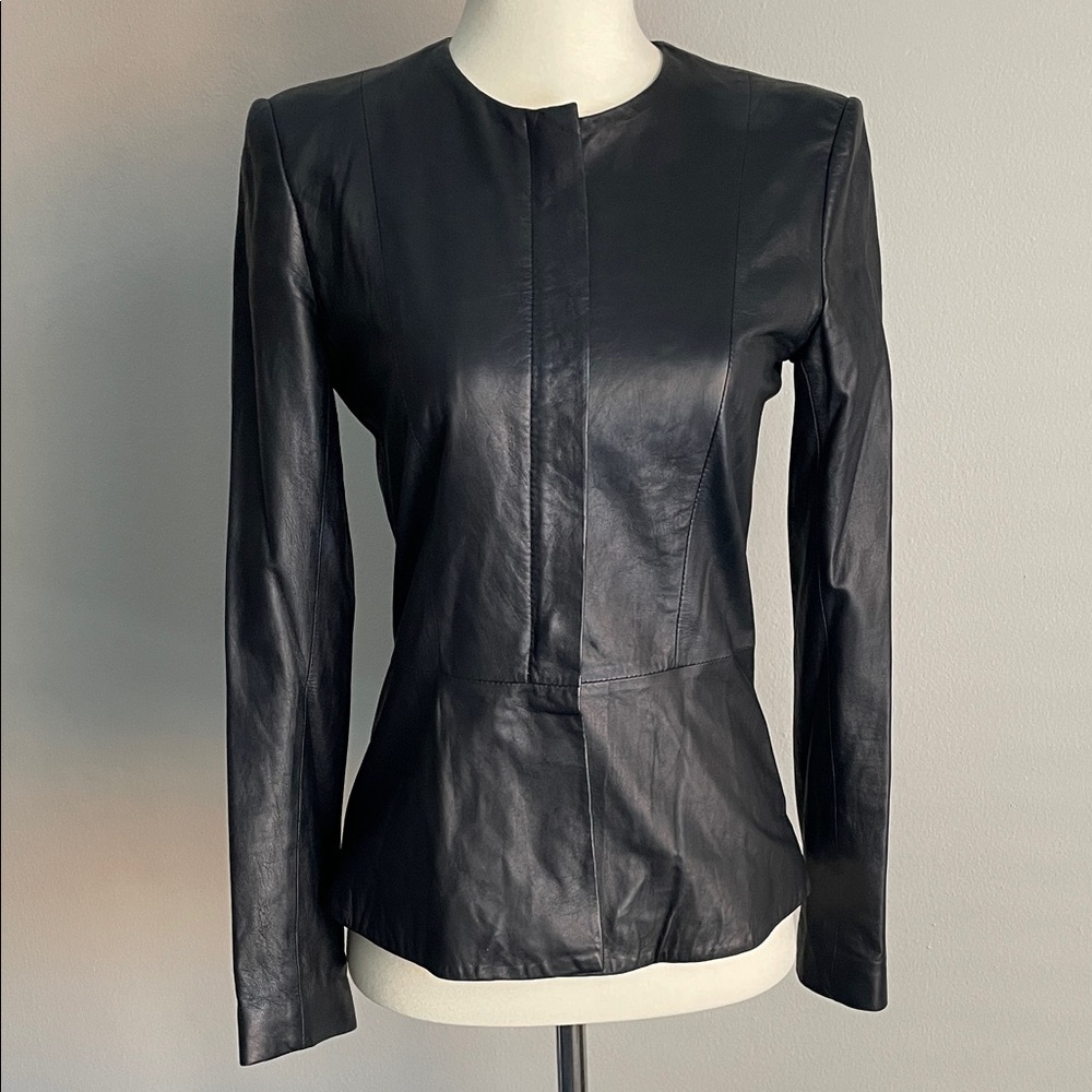 NWOT Theory Black Leather Moto Biker Alimo Jacket 00